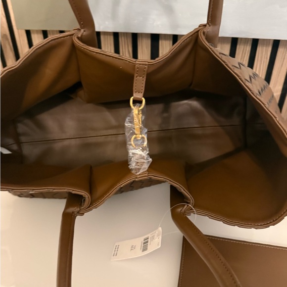 Anthropologie Brown Woven Leather Tote Bag - Picture 5 of 6